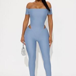Isla Double Lined Jumpsuit - Dusty Blue - XS